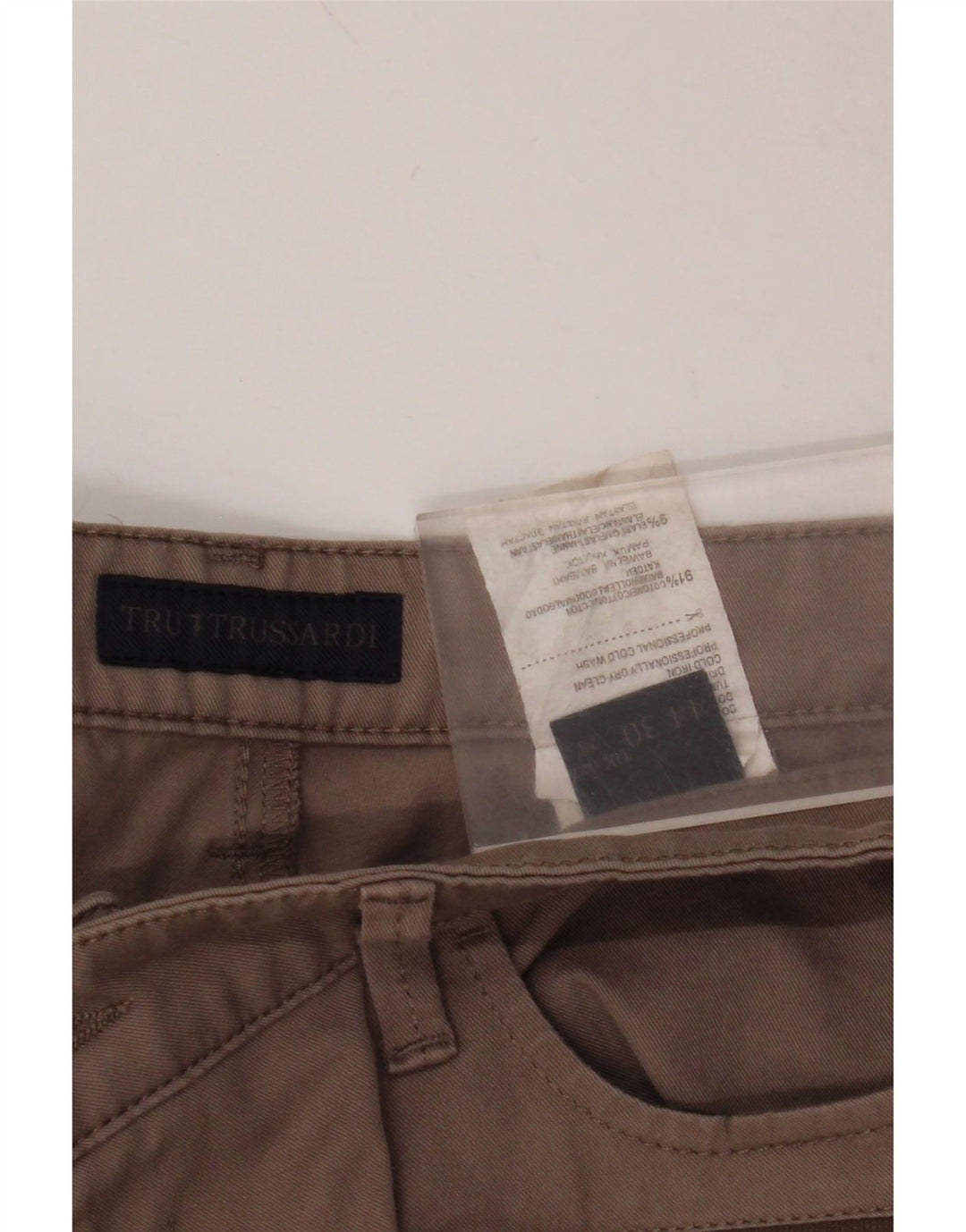 TRUSSARDI Pantalones informales ajustados para mujer W28 L30 Algodón gris