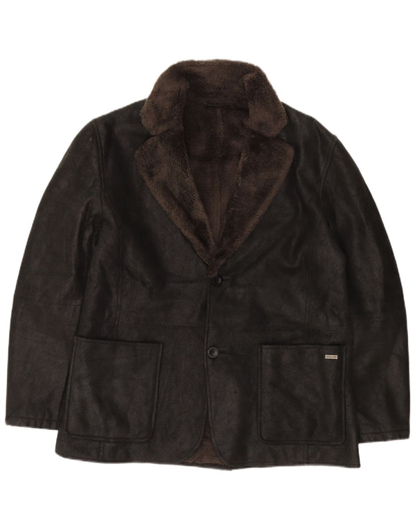 Pierre Cardin Chaqueta tipo blazer Sherpa de 2 botones para hombre UK 40 Large Black