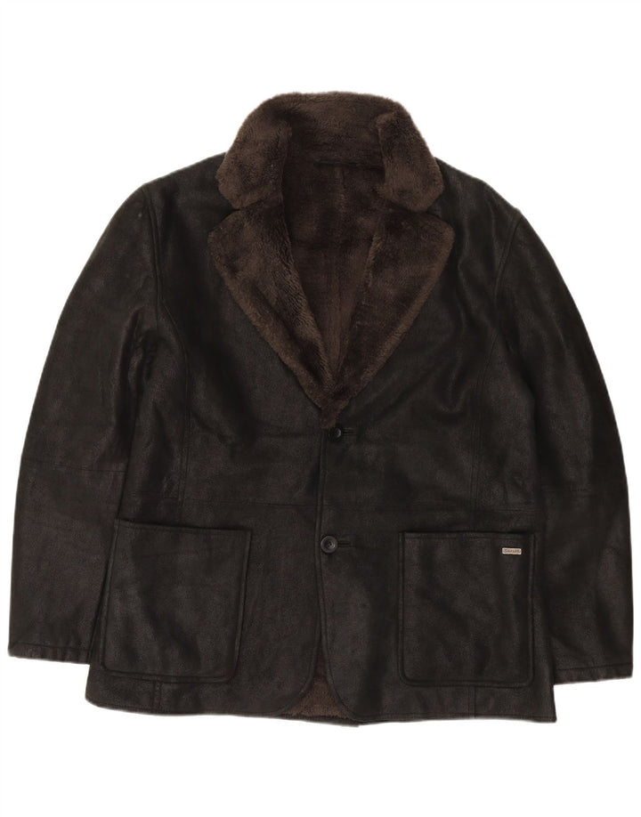 Pierre Cardin Chaqueta tipo blazer Sherpa de 2 botones para hombre UK 40 Large Black