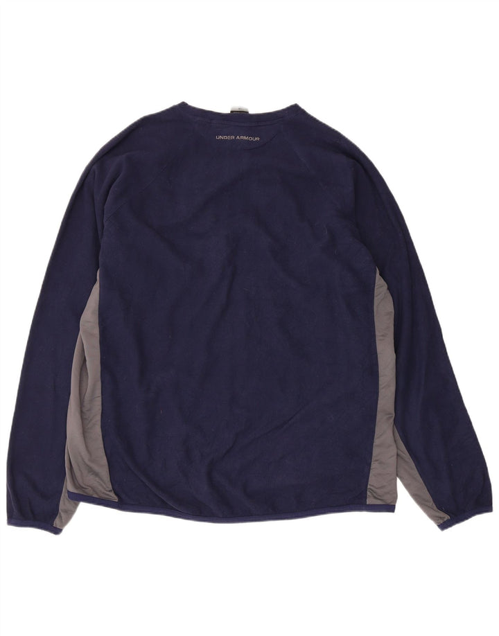 Under Armour Jersey de forro polar para hombre, talla grande, poliéster con bloques de color azul marino