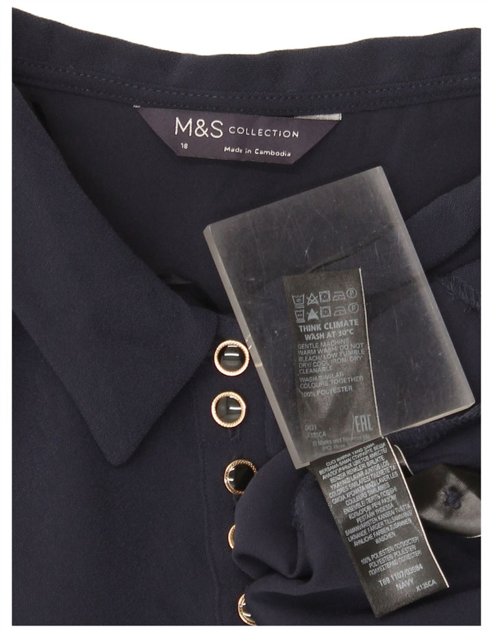 Marks & Spencer Vestido recto de manga larga para mujer UK 40 XL Poliéster azul marino