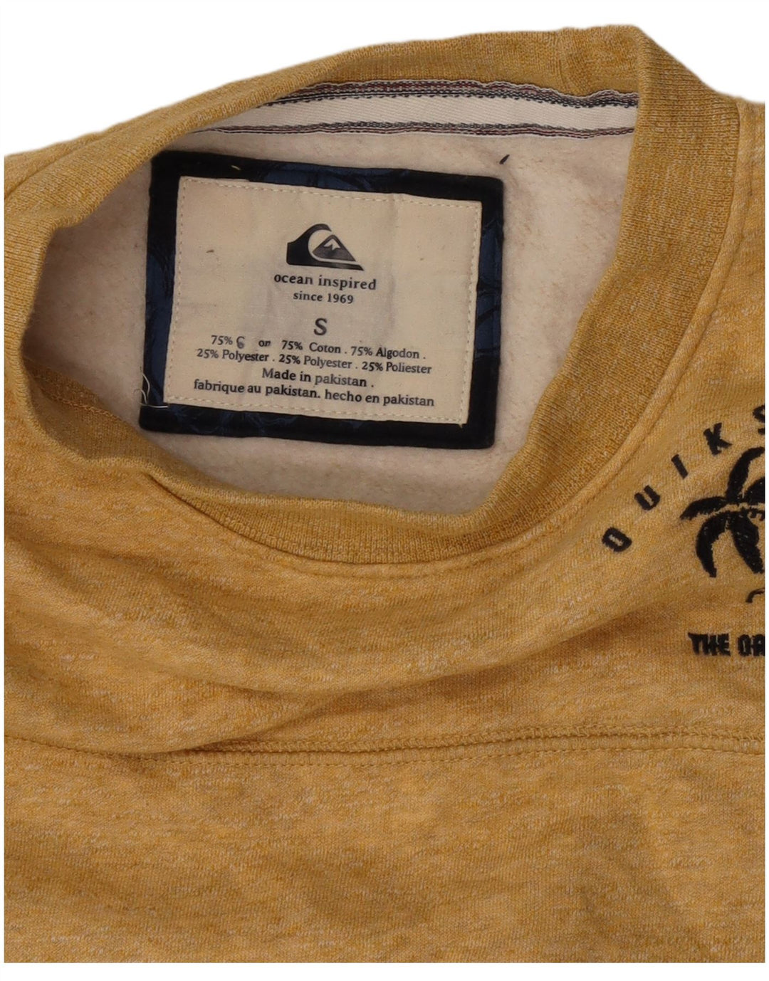 Quiksilver Hombre Sudadera Jumper Small Amarillo Algodón