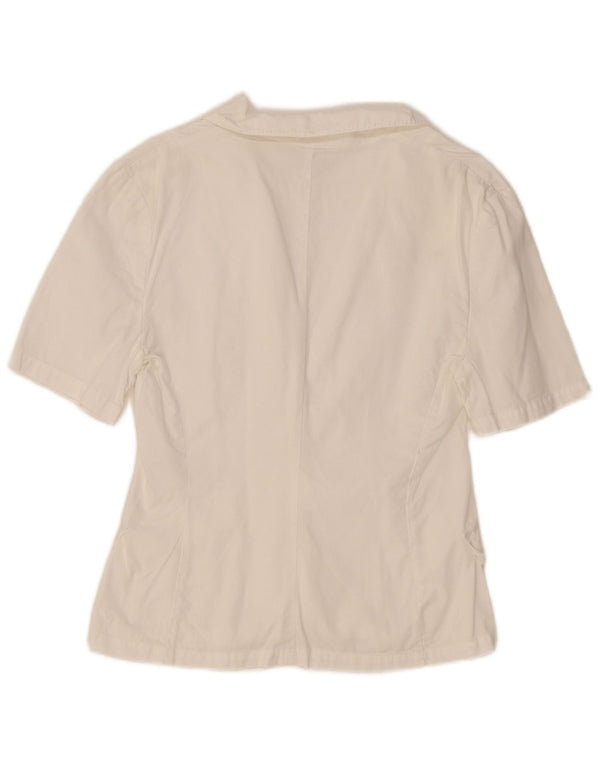 Benetton Cárdigan De Manga Corta IT 42 Medium Blanco Algodón