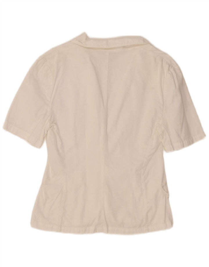Benetton Cárdigan De Manga Corta IT 42 Medium Blanco Algodón