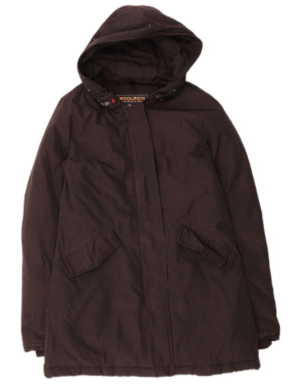 Woolrich Abrigo acolchado con capucha para mujer UK 10 Small Algodón negro