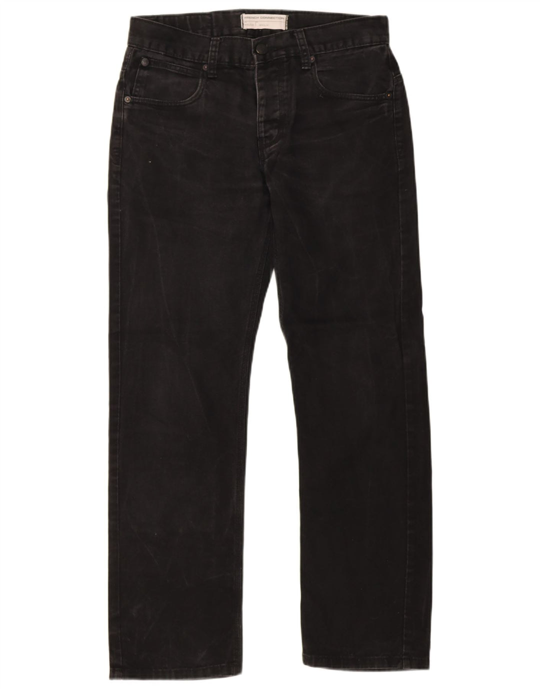 French Connection Vaqueros rectos de corte regular para hombre W32 L32 Algodón negro