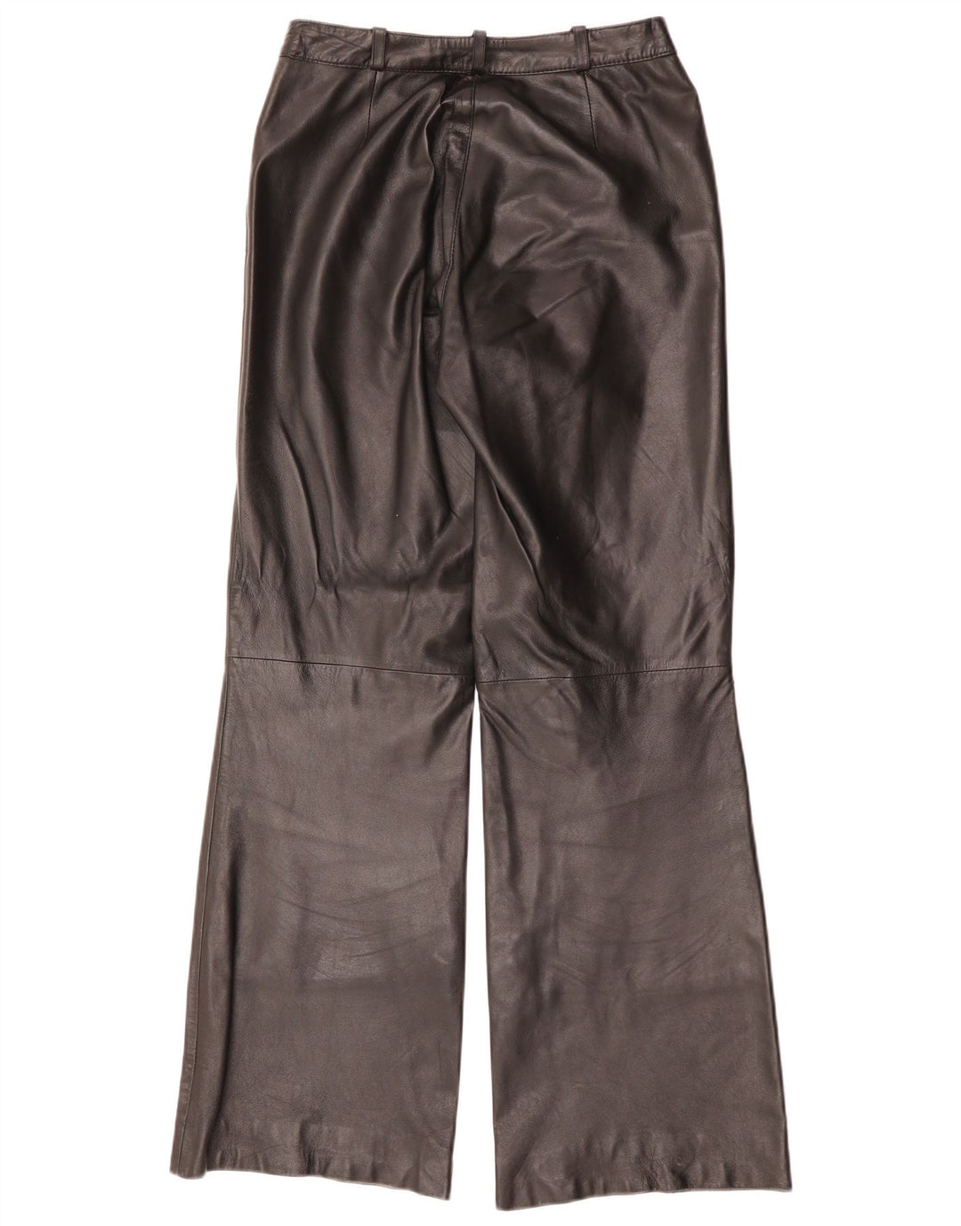 COLECCIÓN Pantalones acampanados de cuero para mujer UK 10 Small W28 L32 Black Leather