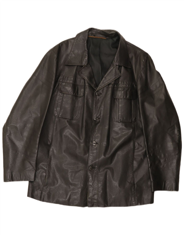 Zeiler Chaqueta de cuero para hombre Reino Unido 40 Grande Negro