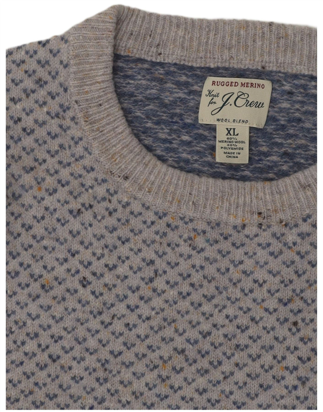 J. CREW Suéter tipo jersey para mujer con cuello barco UK 18 XL Lana azul Fair Isle