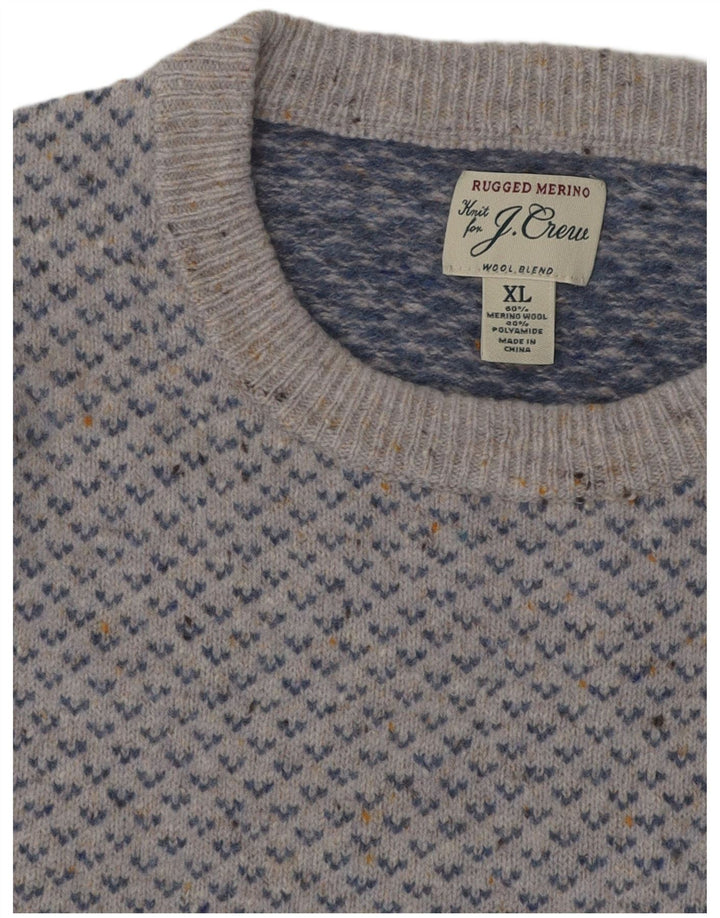J. CREW Suéter tipo jersey para mujer con cuello barco UK 18 XL Lana azul Fair Isle