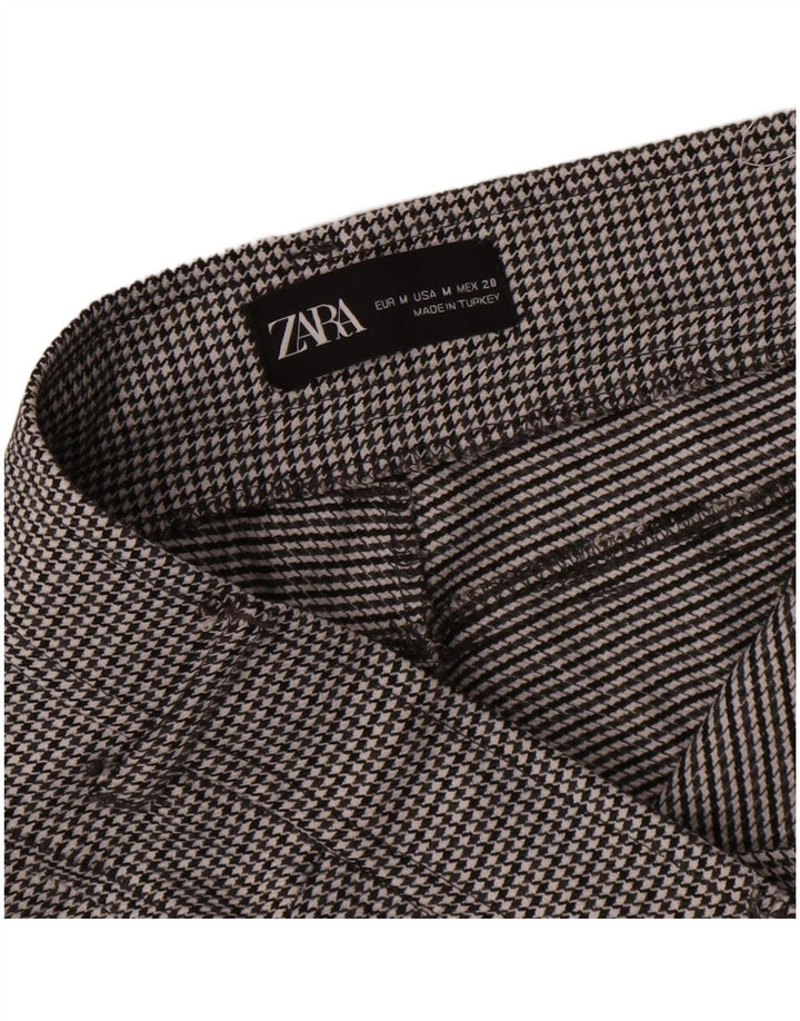 Zara Mujer Pantalones Casuales Slim Medium W28 L27 Black Houndstooth
