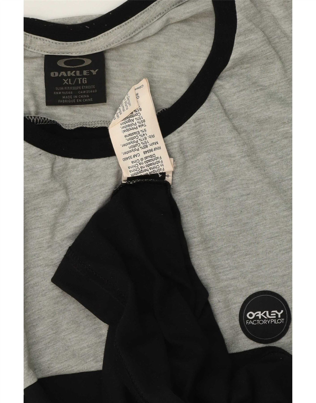 Oakley Camiseta para hombre Top XL Negro Colorblock Poliéster