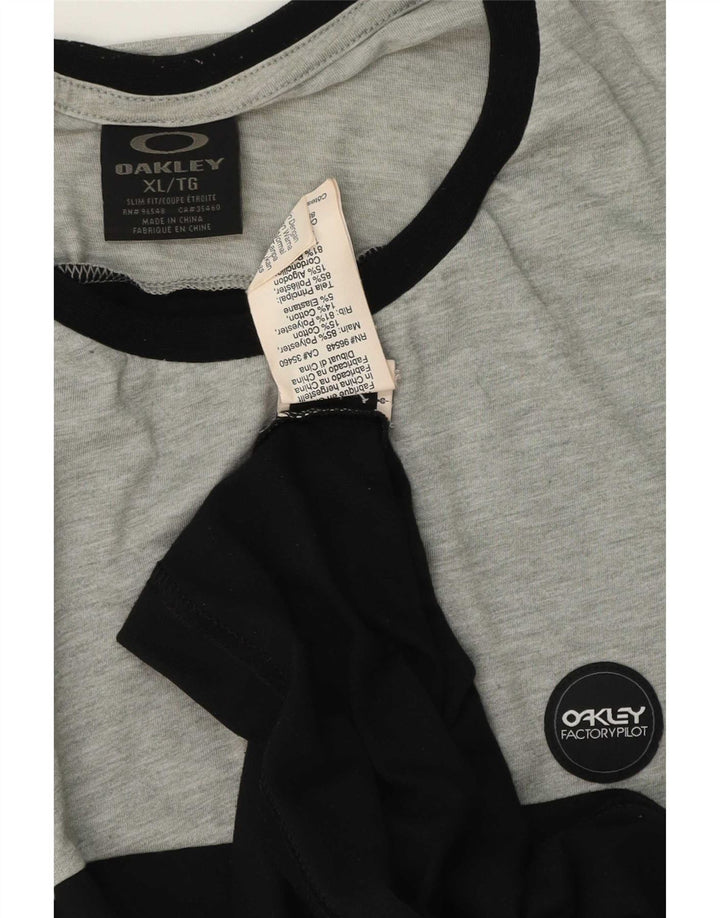 Oakley Camiseta para hombre Top XL Negro Colorblock Poliéster