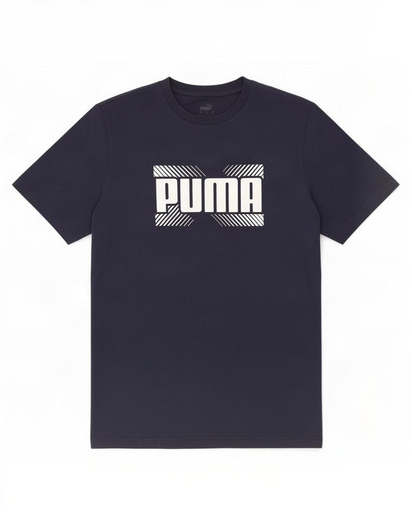 Puma - Camiseta gráfica para hombre, talla grande, algodón azul marino