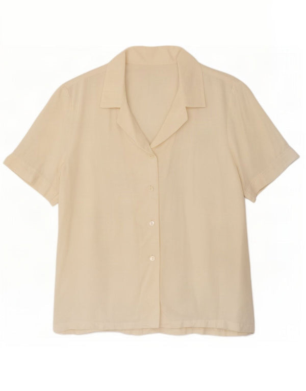 Vintage Womens Short Sleeve Shirt Blouse UK 16 Large Off White