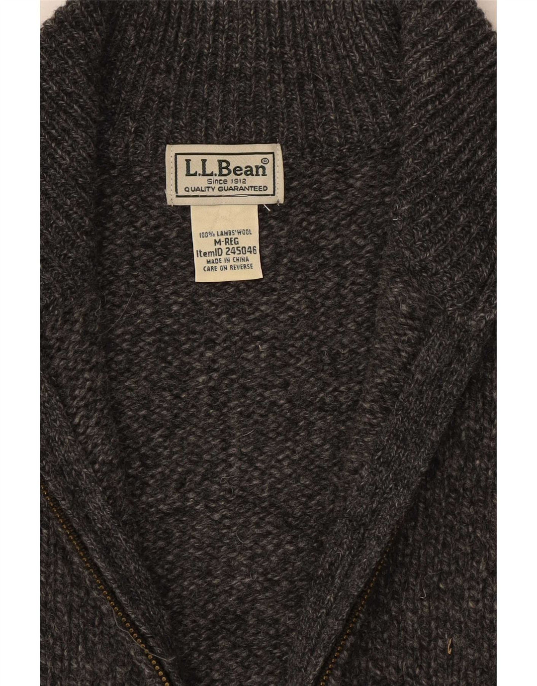 L.L.Bean Suéter tipo cárdigan para hombre de lana de cordero moteada en gris medio