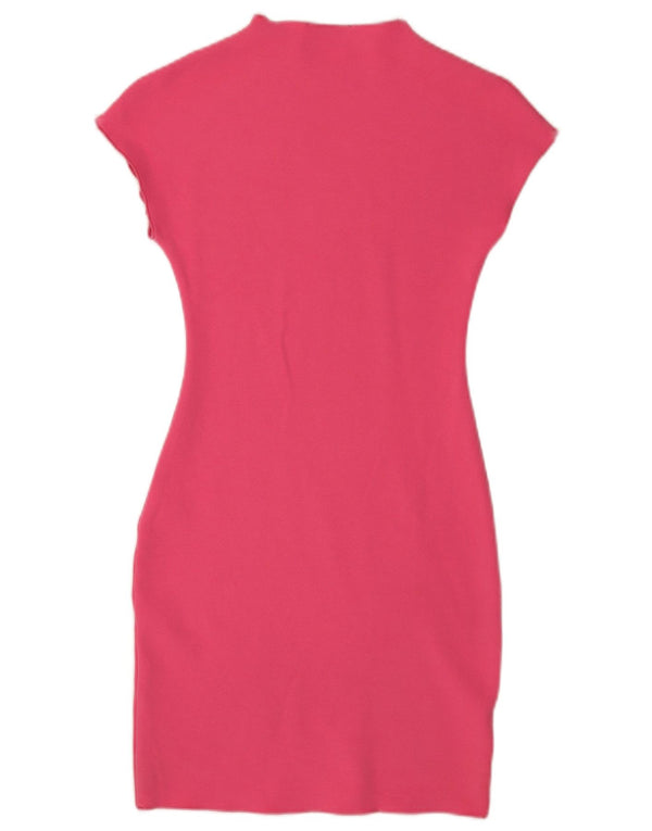Zara Vestido Ajustado Mujer UK 8 Small Viscosa Rosa