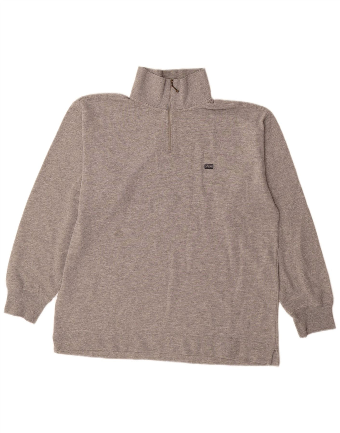 Asics Hombre Zip Neck Sudadera Jumper Grande Gris