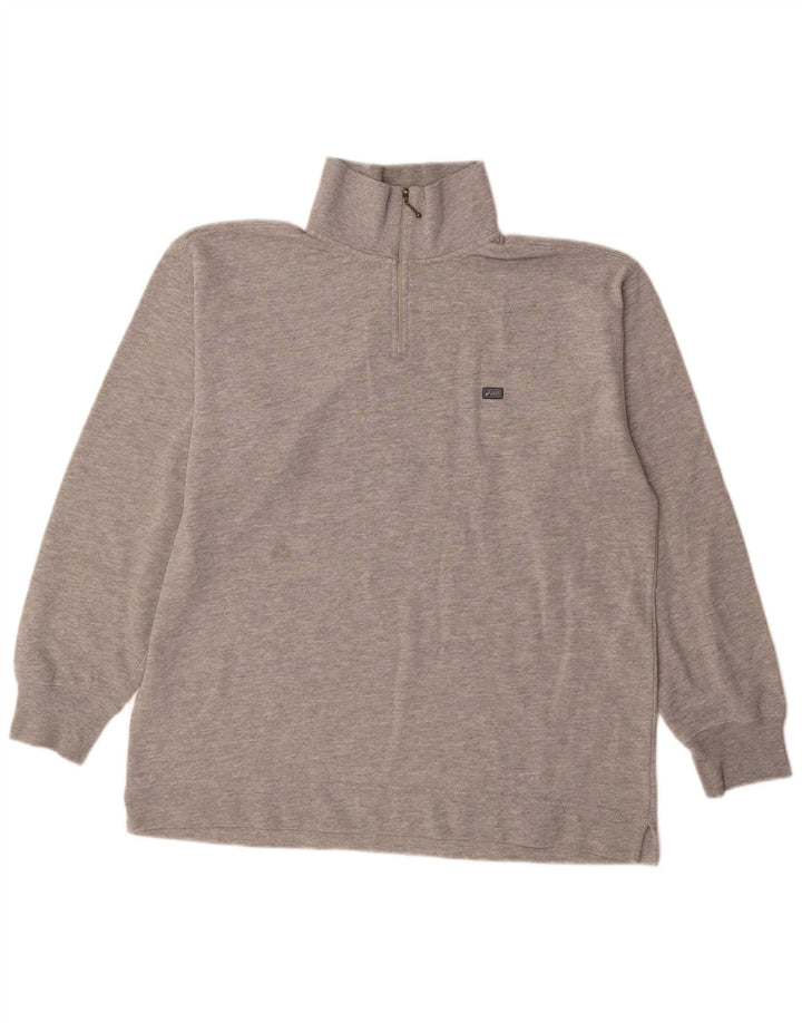 Asics Hombre Zip Neck Sudadera Jumper Grande Gris