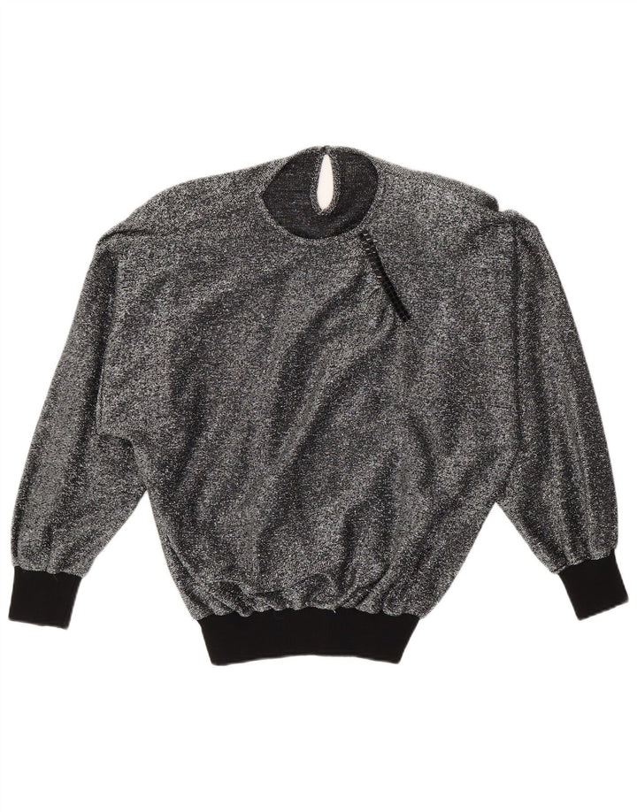Vintage mujer blusa top Reino Unido 16 plata grande