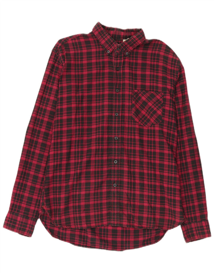 Dockers Camisa de franela de corte estándar para hombre Algodón a cuadros rojos medianos