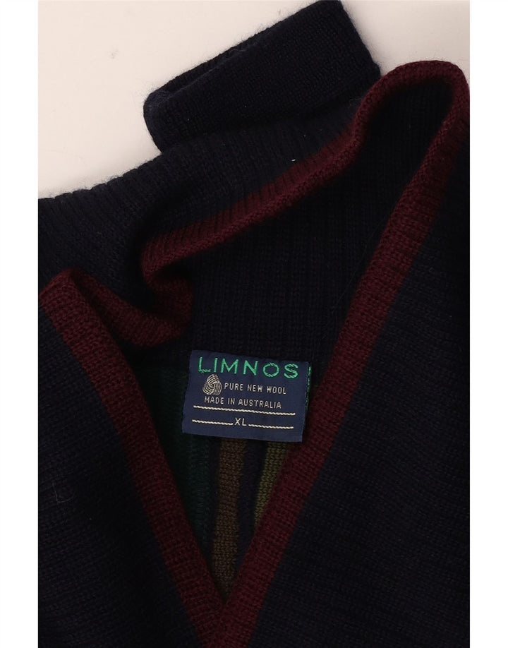Limnos Jersey con cuello tipo chal para hombre XL Lana geométrica multicolor
