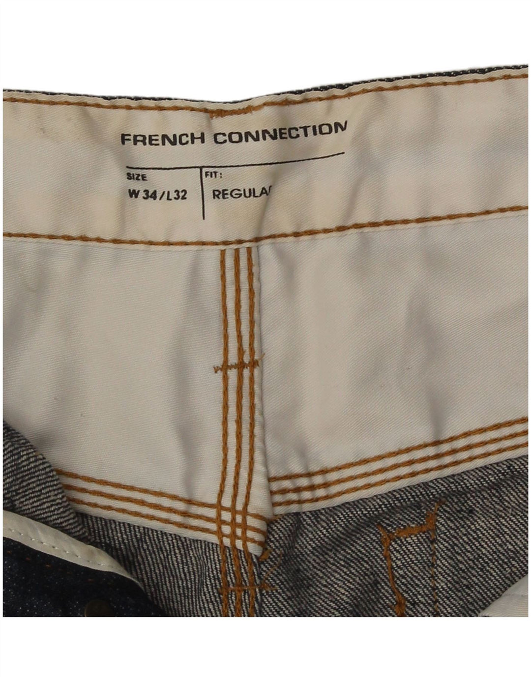 French Connection Vaqueros rectos regulares para hombre W34 L32 Algodón azul marino