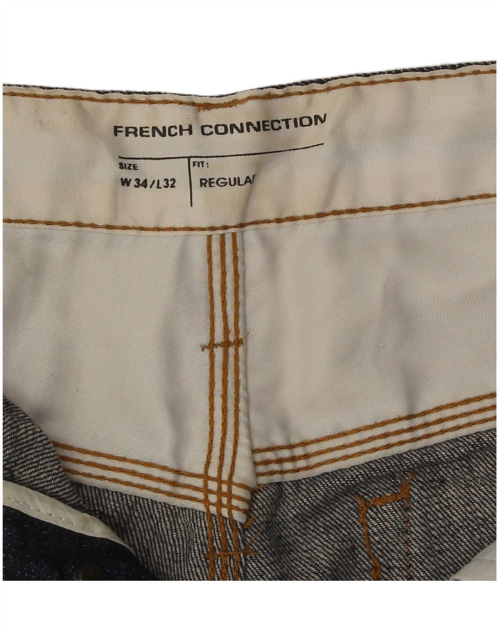 French Connection Vaqueros rectos regulares para hombre W34 L32 Algodón azul marino
