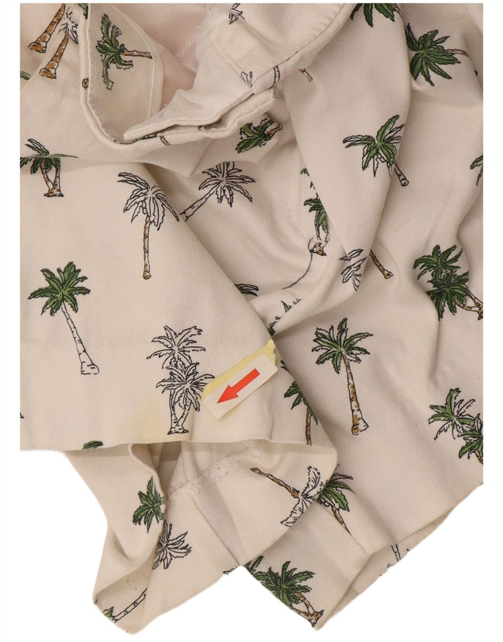 Zara Mujer Pantalones Cortos Chinos Medianos W28 Algodón Floral Blanco