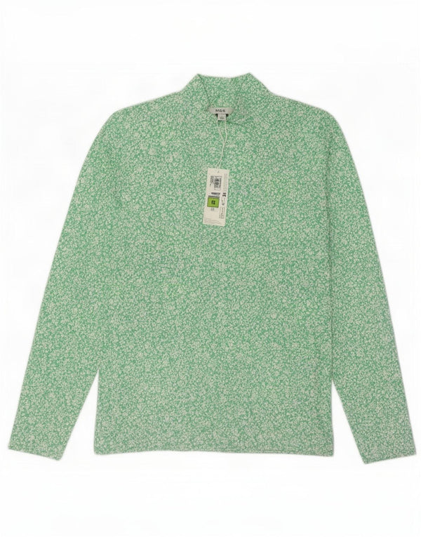 Marks & Spencer Top para mujer de manga larga UK 42 Algodón floral verde medio