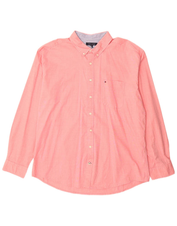 Tommy Hilfiger Camisa de corte clásico para hombre 2XL Algodón rosa