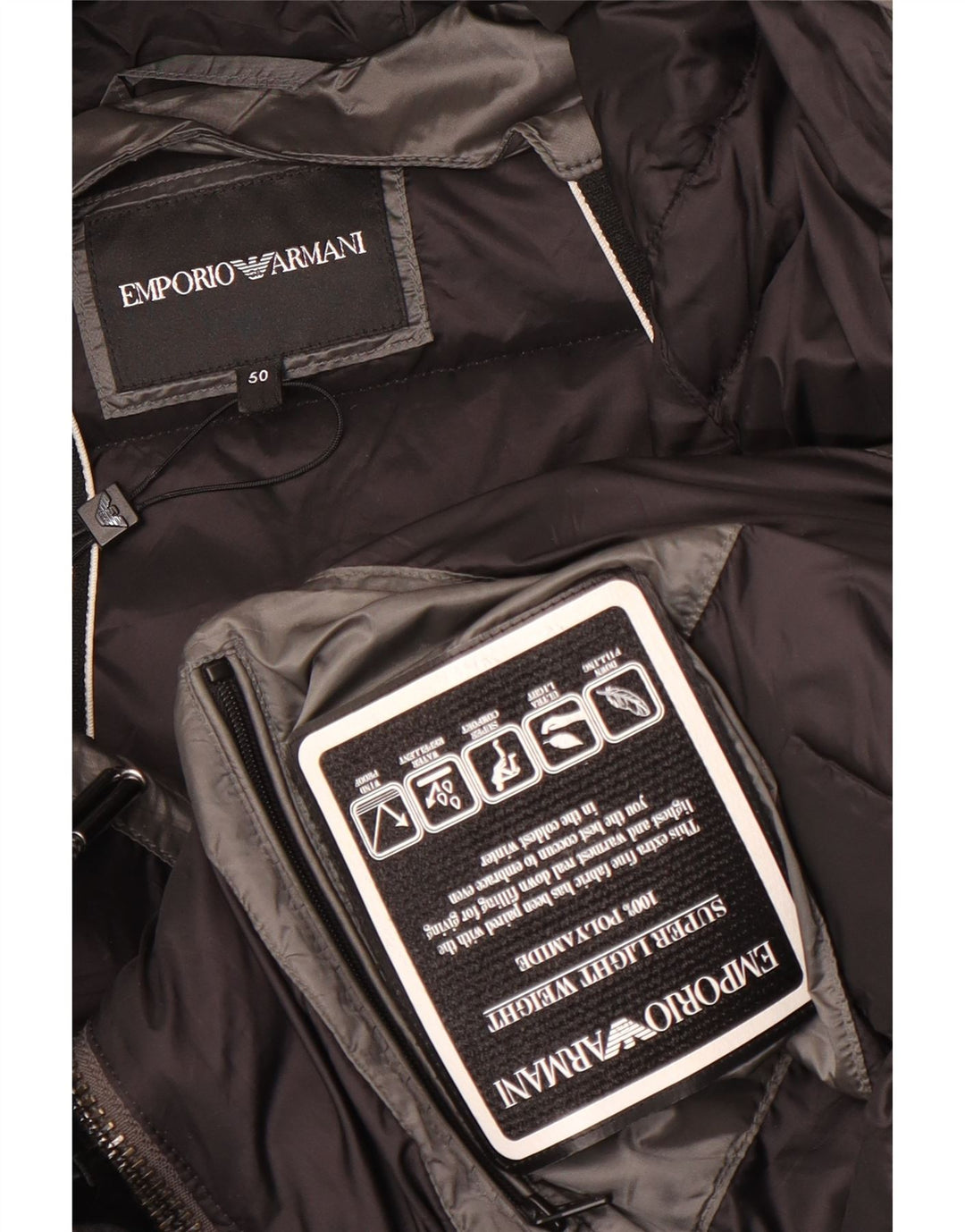 Chaqueta acolchada con capucha Emporio Armani Hombre IT 50 Poliamida gris medio