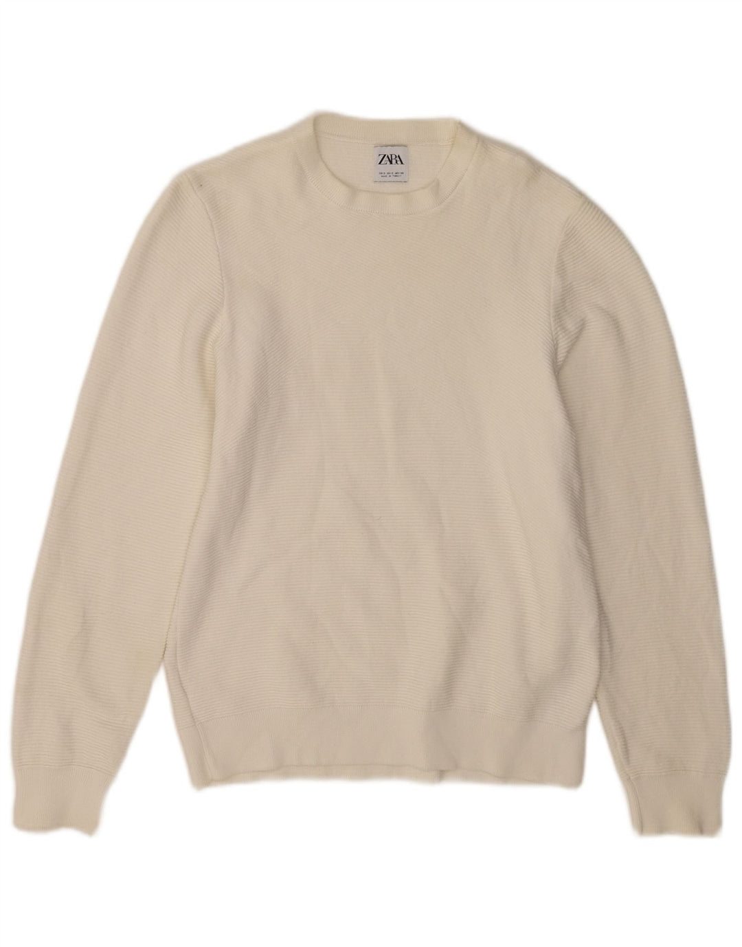 Zara Hombre Jersey Cuello Redondo Jersey Small Blanco Algodón