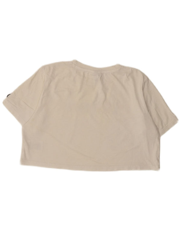 Ellesse Camiseta corta gráfica para mujer UK 40 Algodón blanco mediano