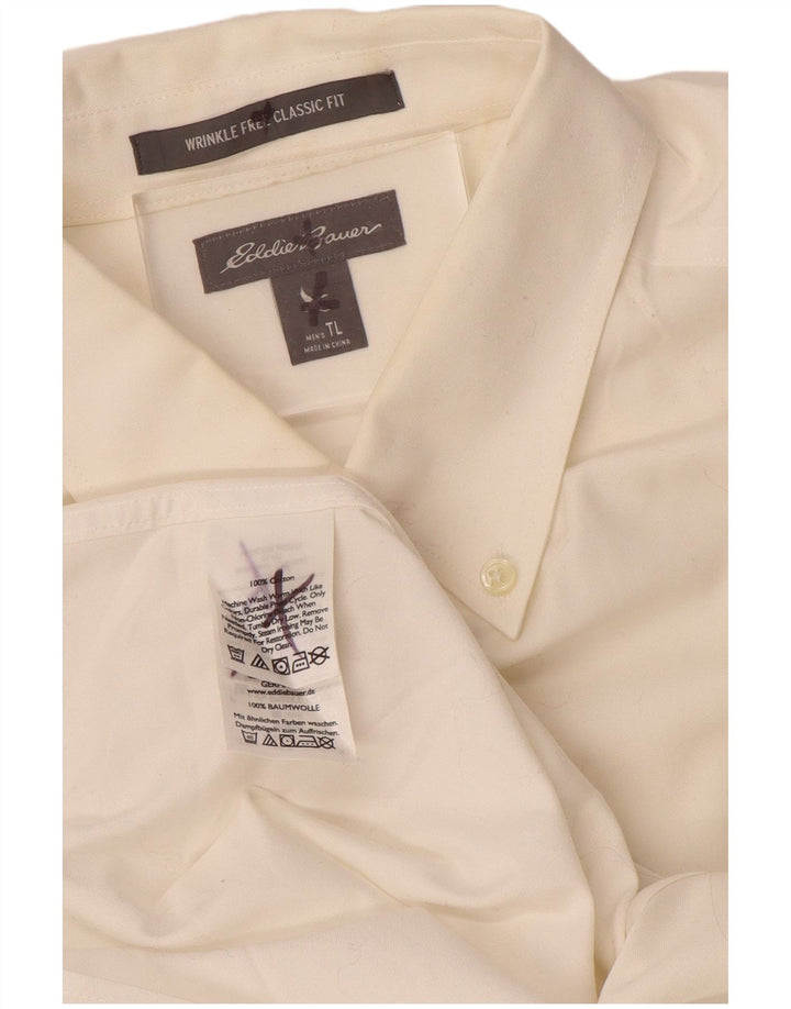 EDDIE BAUER Camisa de corte clásico para hombre grande de algodón blanco roto