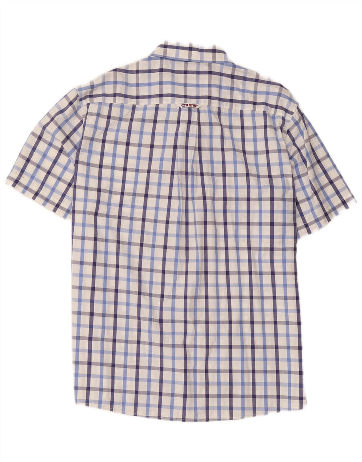 Crew Camisa de manga corta para hombre de corte clásico XL Algodón a cuadros blanco