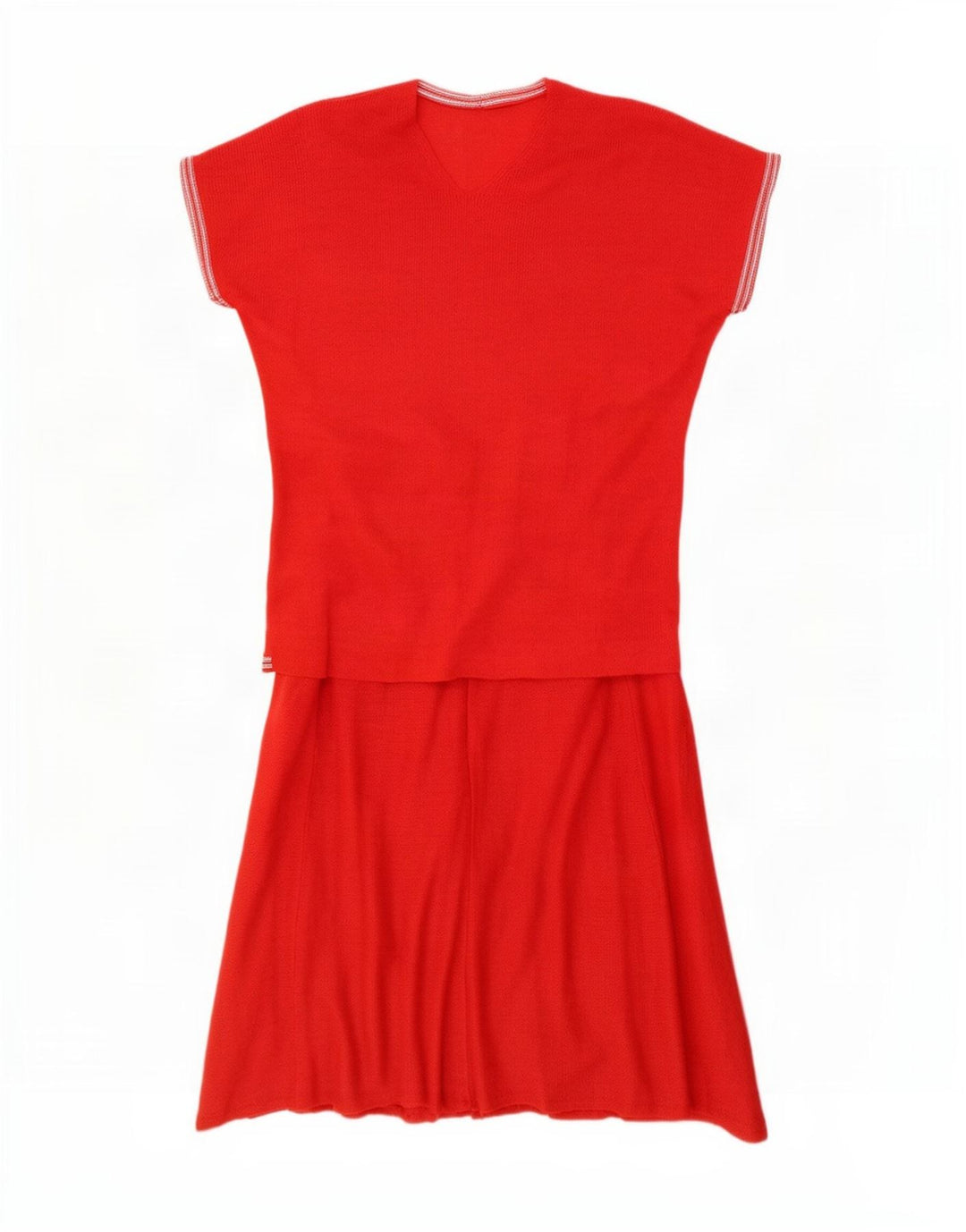 Vintage mujer 2 piezas falda set Reino Unido 12 Medio W26 Rojo
