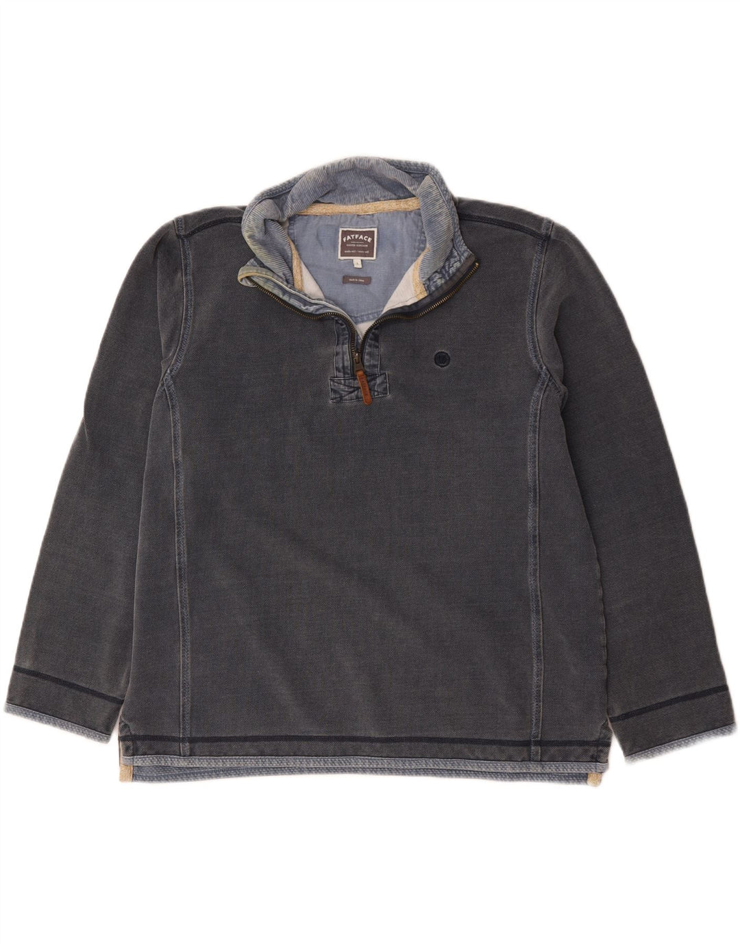 Sudadera con capucha y cuello con cremallera para hombre de Fat Face, jersey grande de algodón gris