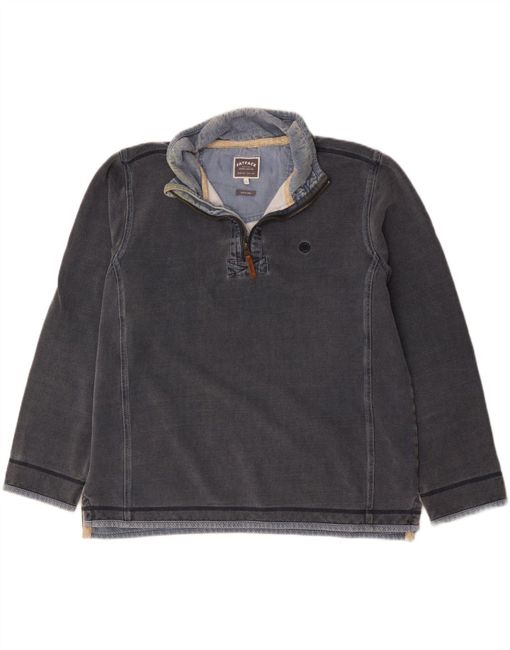 Sudadera con capucha y cuello con cremallera para hombre de Fat Face, jersey grande de algodón gris