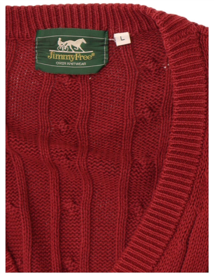 VINTAGE Hombres Cardigan Suéter Grande Borgoña
