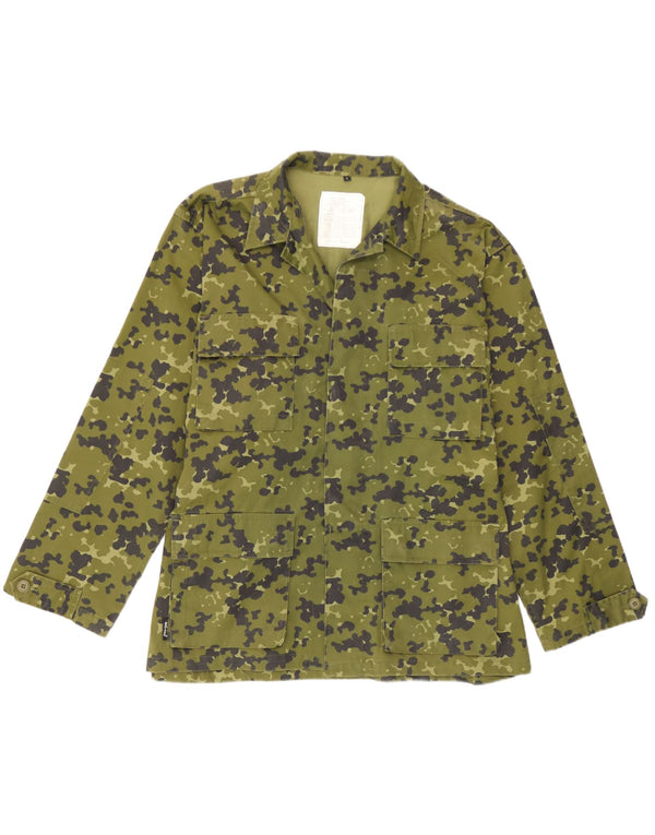 Vintage hombres chaqueta militar Reino Unido 40 poliéster de camuflaje verde grande
