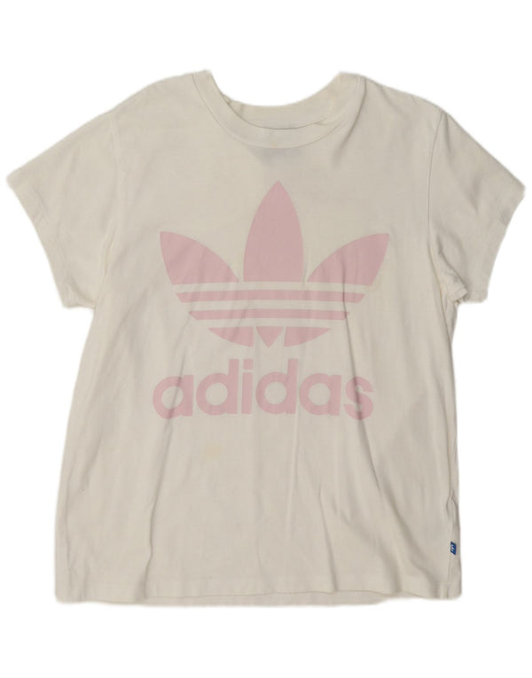 Adidas Camiseta gráfica para mujer Top UK 12 Medium White Cotton