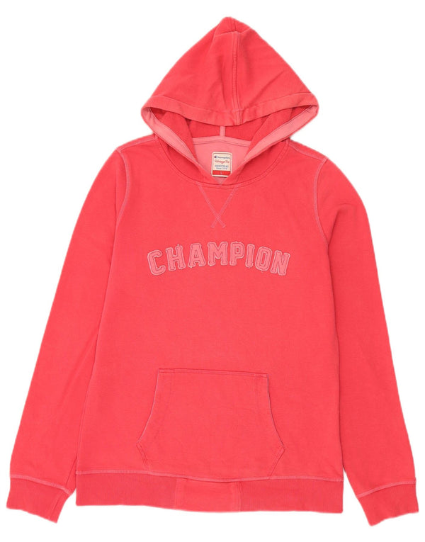 Champion Sudadera con capucha gráfica para mujer UK 14 Large Pink Cotton