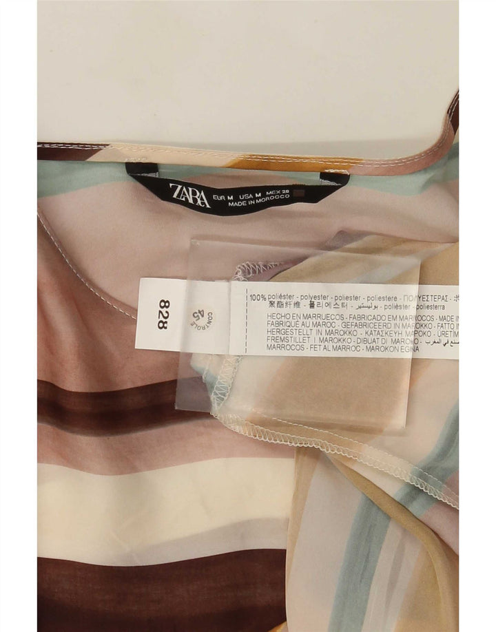 Zara Blusa de manga larga para mujer UK 40 Mediana Rayas multicolores