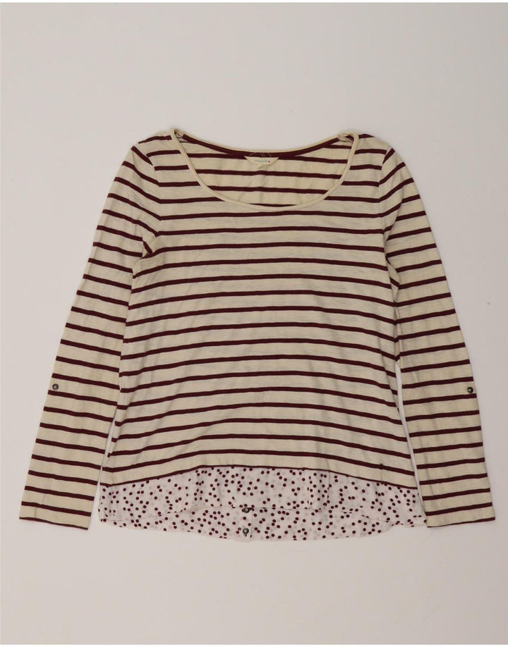 White Stuff Top de mujer de manga larga UK 40 Small Off White Stripes
