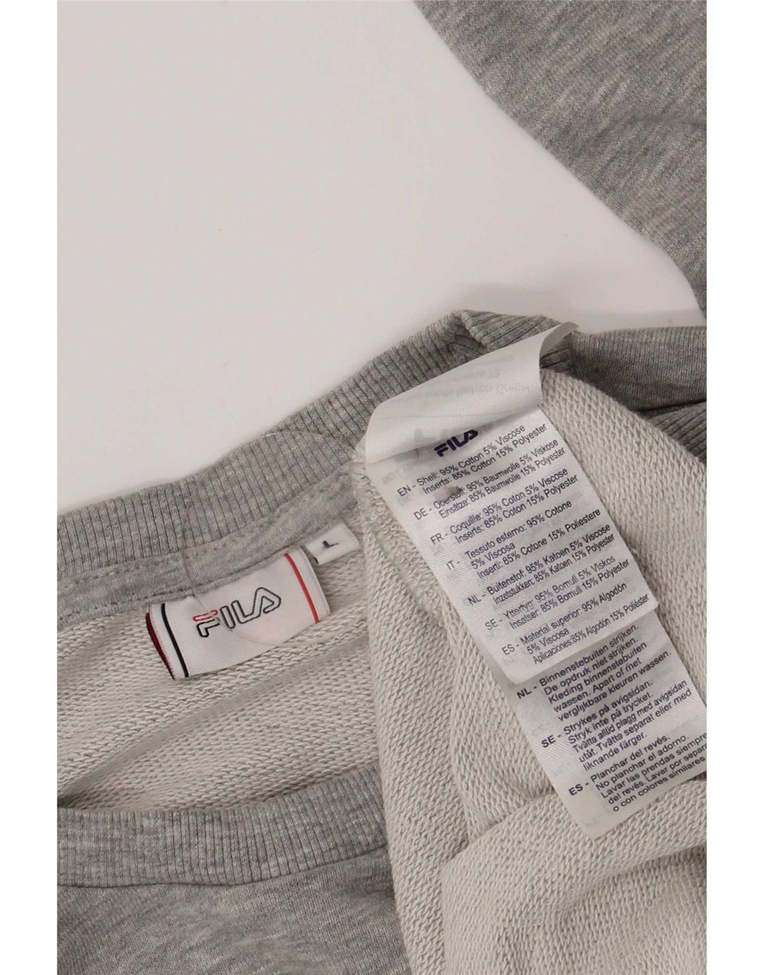 Fila Hombre Sudadera Gráfica Jersey Grande Gris Colorblock Algodón