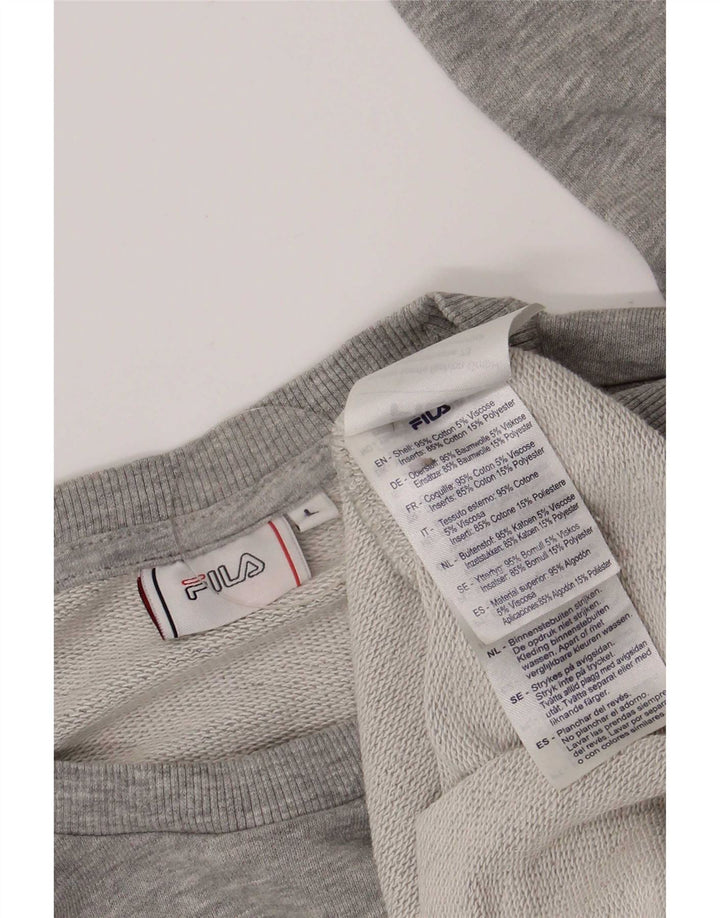 Fila Hombre Sudadera Gráfica Jersey Grande Gris Colorblock Algodón