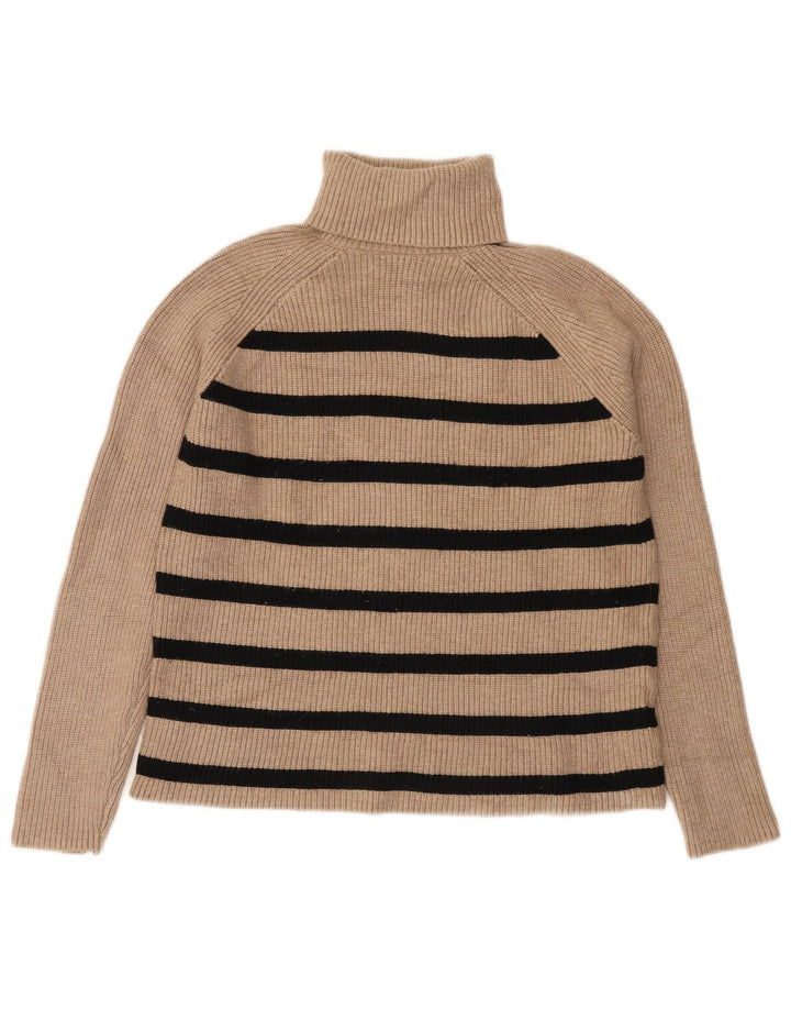 Marks & Spencer - Jersey con cuello vuelto para mujer, talla 40, tamaño mediano, color beige a rayas