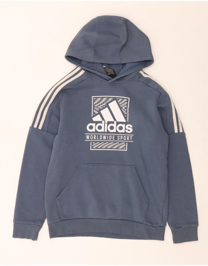 ADIDAS Sudadera con capucha gráfica para niños 13-14 años Algodón azul