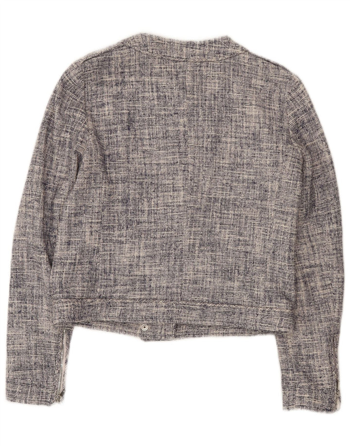 Massimo Dutti Chaqueta Corta con Cremallera Completa para Mujer EU 36 XS Azul Marino Algodón